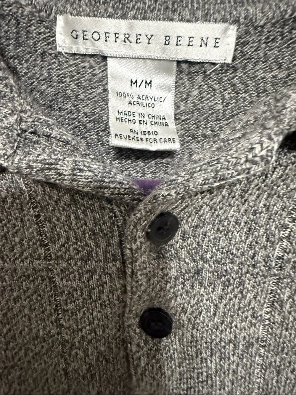 Geoffrey Beene Men's Gray V-Neck Polo Sweater
